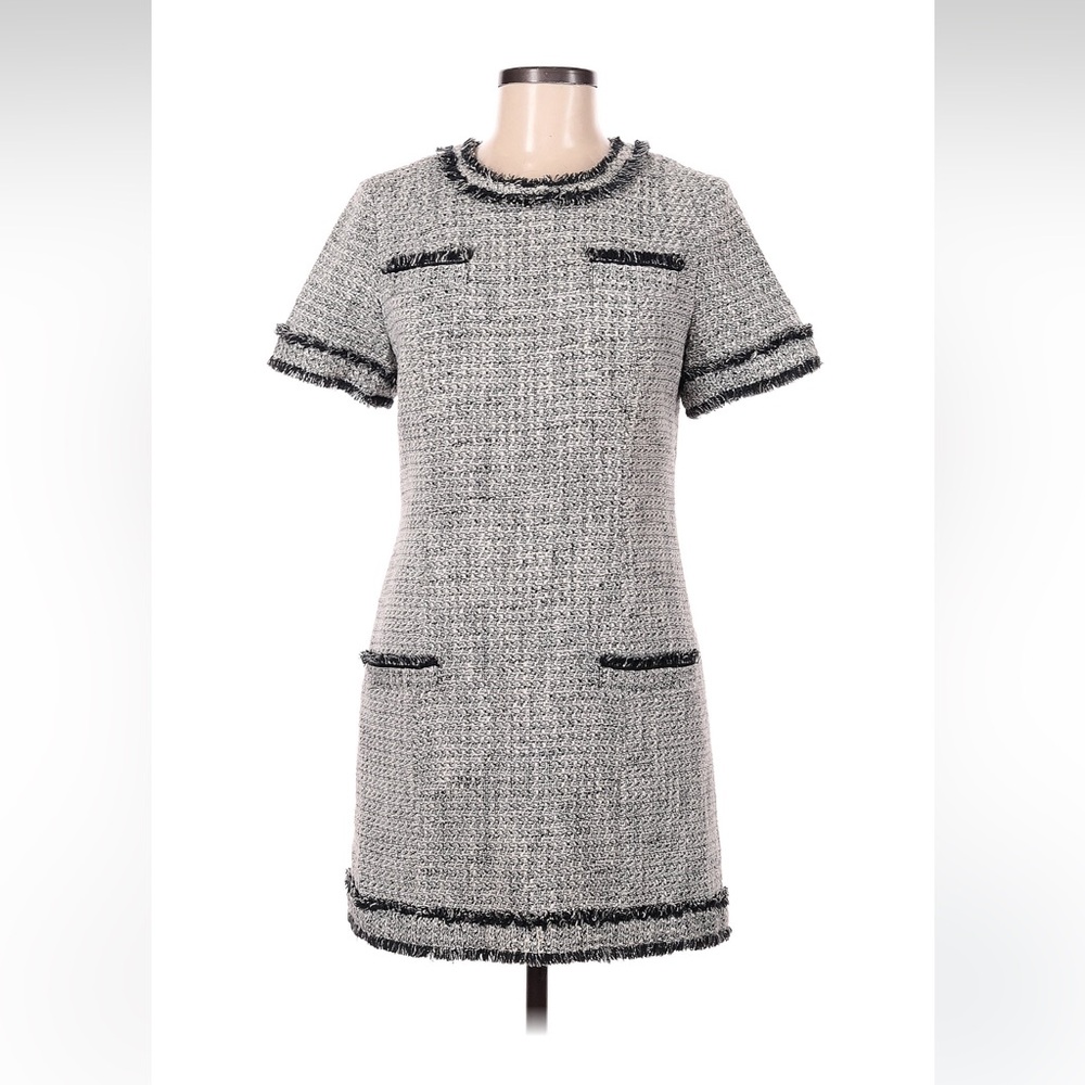 Rachel Zoe Black and Gray Tweed Mini Dress